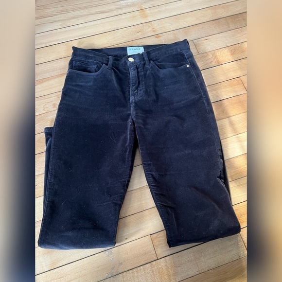 FRAME Le Velveteen crop mini bootcut high rise charcoal pants - Picture 3 of 8